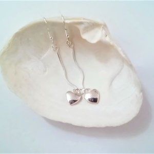 Sterling Silver Chain Heart Earrings
